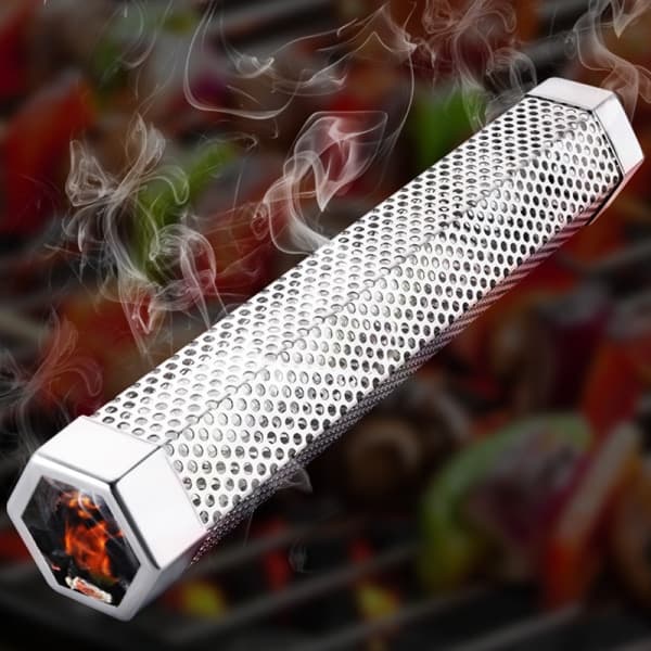 [NT] BBQ Grill Rustfrit Stål Røgrør Træpille Koldrøgningsboks Grilltilbehør 12 tommer