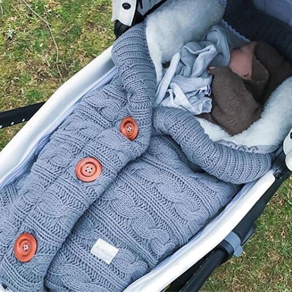 /NN/ Sovsäck för baby, konstgjord kashmirfoder för barn, nyfödd inlindning, filt för barnvagn Khaki Sovsäck