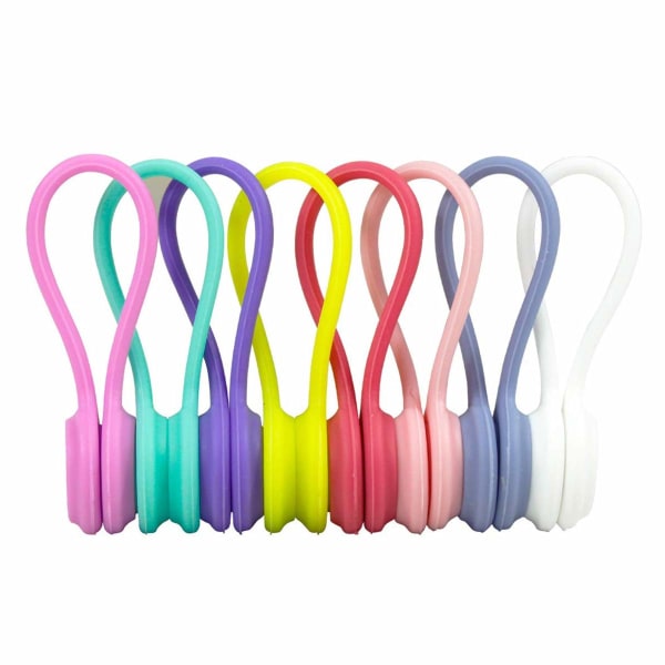 8 stk. Magnetiske Kabelclips Fastgørelses Kabelbindere Stropper Wire Twist Ties