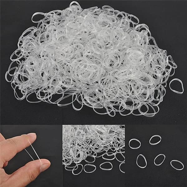 200 stk/500 stk Transparente hestehaleholdere Elastiske gummibånd Hår T Hvit 2mm Hvit 2mm