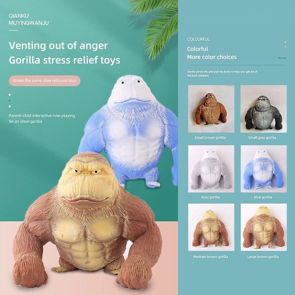 Elastisk Gorilla Stressbold - Sjovt Klemmelegetøj og Anti-Stress - WELLNGS Blå 15*12/NT/