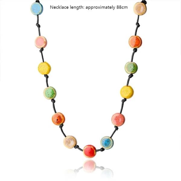 Langt halskjede Keramisk perle MULTICOLOR multicolor
