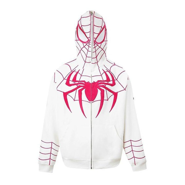 Spiderman Huvtröja för Män Tryckt Huvjacka Streetwear CMK Vit S