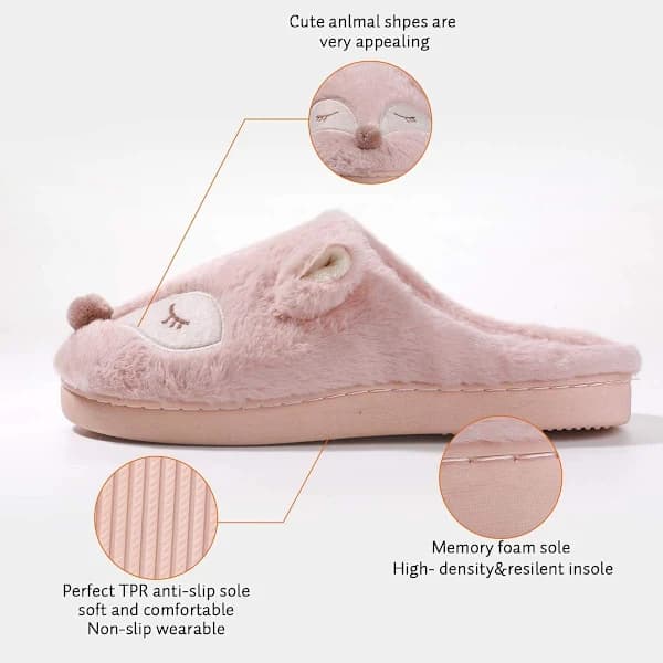 Women's Soft Plush Slippers, Size 38