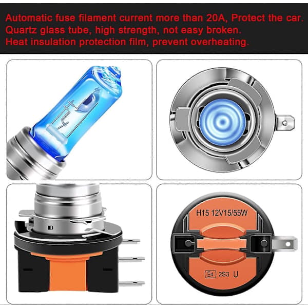 NA/H15 halogenlamper 12V 15/55W frontlyslamper 5000K varmhvit tåkelys DRL-lampe 2 stk