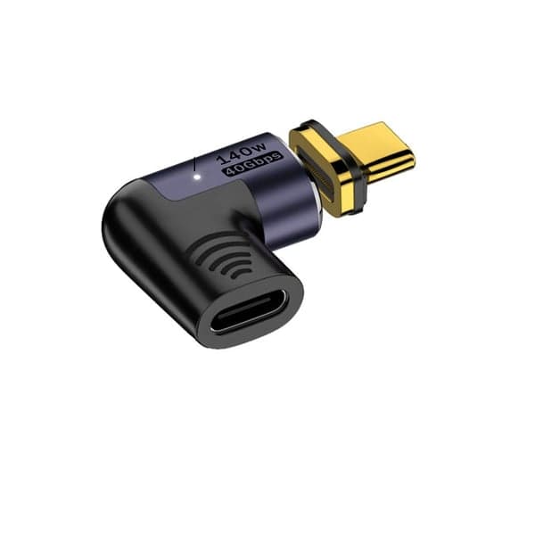 140W Magnetisk Sidevinkel USB-C Hunn til USB-C Hann Adapter - Støtter 40Gbps Data og 8K Video