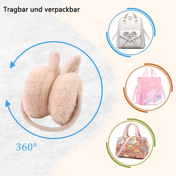 Børne ørevarmere - plys materiale - mod kulde - khaki