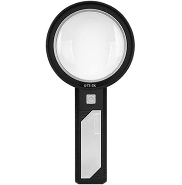 Forstørrelsesglas 6X/9X/15X med LED-lampe Sort