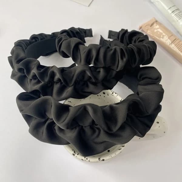 Hårbøjle Plisserede Hårbånd SORT BLACK