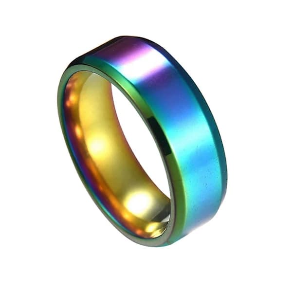 1 stk. Unisex Ring i Rustfritt Stål Speil Lett Fingerring For Bryllup Blå Blue US 11