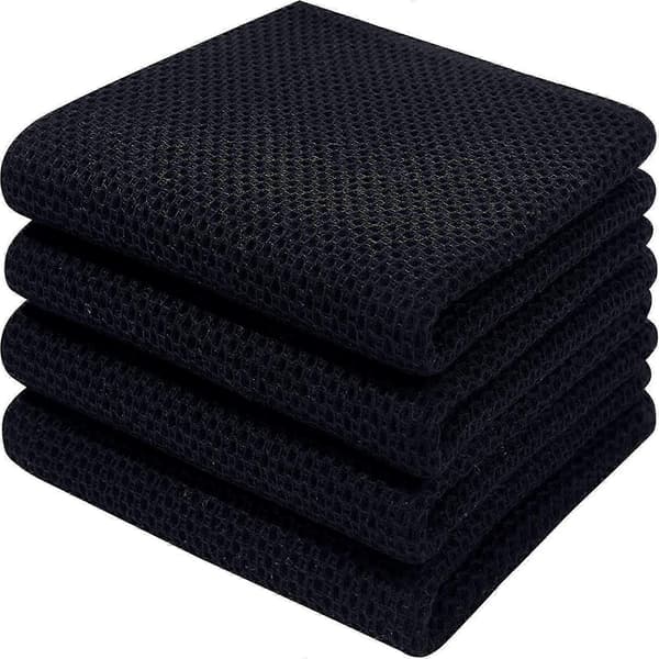 6-pack Cotton Terry Dishcloths Kitchen Dish Wipe Hanging Loop Black Black 34*34cm
