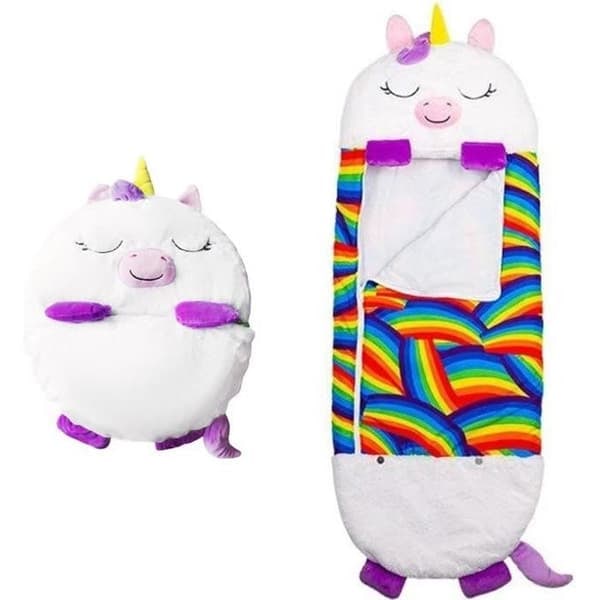 Sovsäck för barn - Happy Nappers - 137x50cm - Bomull - Integrerad kudde - Vit_NN