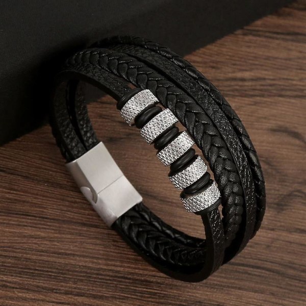 Klassiskt läderarmband för män Ny stil Handvävd flerskiktskombination Accessoar Mode Man Smycken Grossist Dropshipping B1 23cm