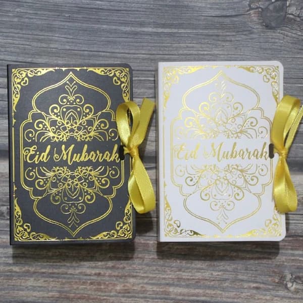 Bokformade Eid Mubarak Chokladgodisaskar SVARTA