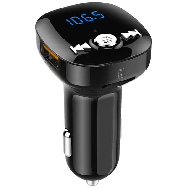 FM-sender for bil - Bluetooth-adapter med QC3.0 billader