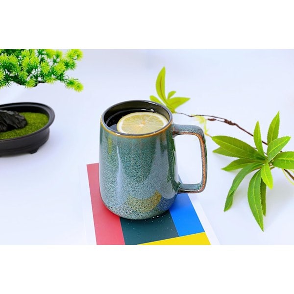 [NT] 24oz Keramisk Kaffekopp, Stor Lattekopp, Tekopp, Slät Glasyr för Gröt Cappuccino Latte (Grön)