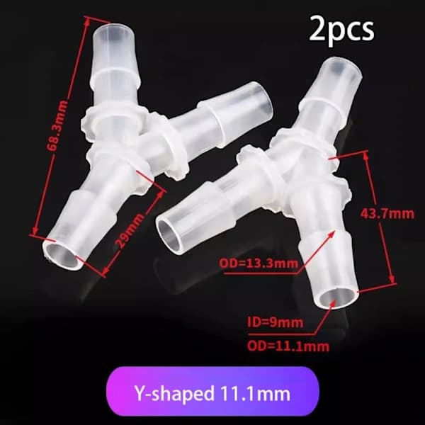 2 st PP armbågskopplingar Akvariumtankar 4MMY TYP Y TYP 4mmY Typ