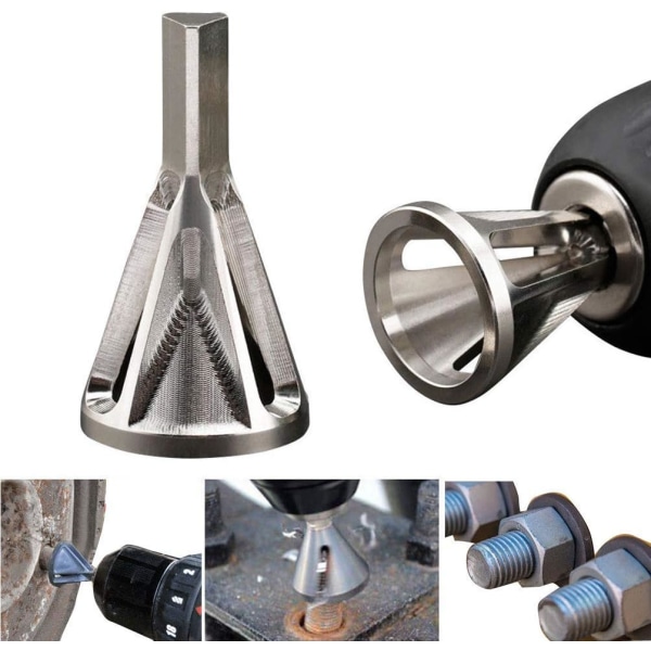 Avgradningsverktyg för extern borr i rostfritt stål för att ta bort skador från storlek 8-32 bultar (silver)