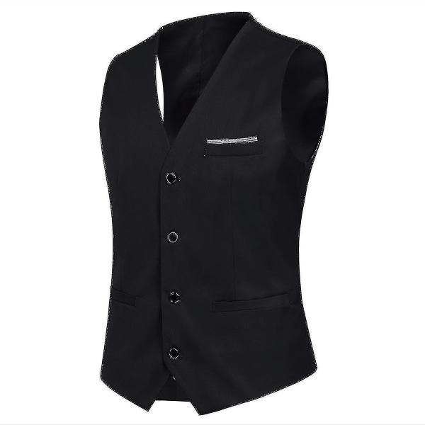 Herrkostym Business Casual 3-delad kostym blazerbyxor Väst 9 färger XS Black