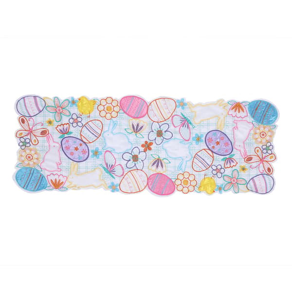 Easter Bunny Egg Embroidery Pattern Table Mat Placemat Decoration 34x88cm 13.4x34.6in