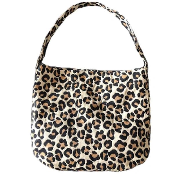 Chic Stor Kapacitet Axelväska Retro Leopardtryckt Dam Handväska Armhåleväska