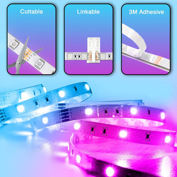 [NT] LED-ljusremsa, 10 m LED-ljusremsor med 44-knappars fjärrkontroll, flexibla 5050 RGB färgskiftande LED-lampor för sovrum, fest (5 m x 2)