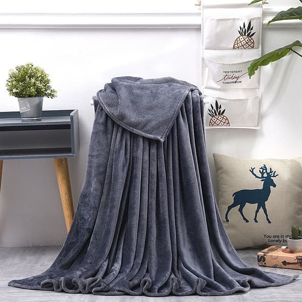{NT} Mikrofiber Fleece Tæppe 200x150cm - Mørkegrå