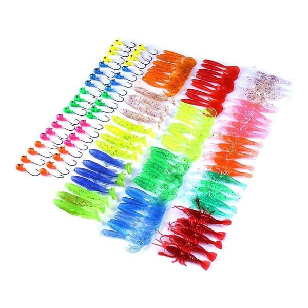 Mega box with jigs in a practical box, Jig head, fishing tools multifärg multicolor