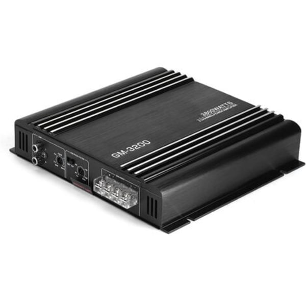 Til bilforstærkere 12V bilstereo forstærker, 3800W 2-kanals lydforstærker 12V sort aluminiumslegering bil Hifi stereo forstærker/NC/