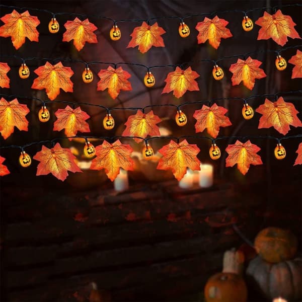 LED-lyssløyfe 3 meter 20 lys, høstløvlyssløyfe, Halloween-dekorasjon