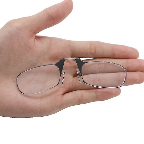 Benlösa läsglasögon för näsa med klämma med ultratunn case -150 Gray