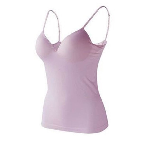 Dame tanktoppe med vatteret hylde bh trådløs ærmeløs basis casual vest til kvinder formel daglig fest bal Pale Mauve XL