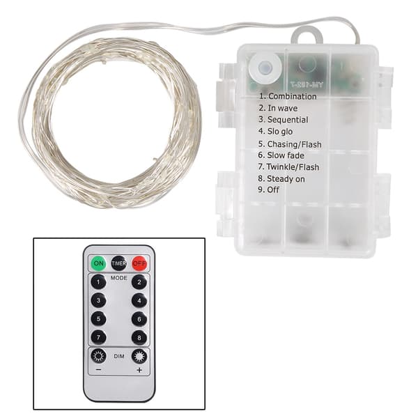 USB Koppartråd LED Ljusslinga med Fjärrkontroll 3 Meter Vit