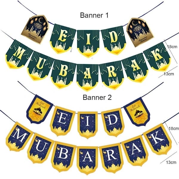 Eid Mubarak Dekorasjoner Ramadan Banner 12 ST KAKEPYNT