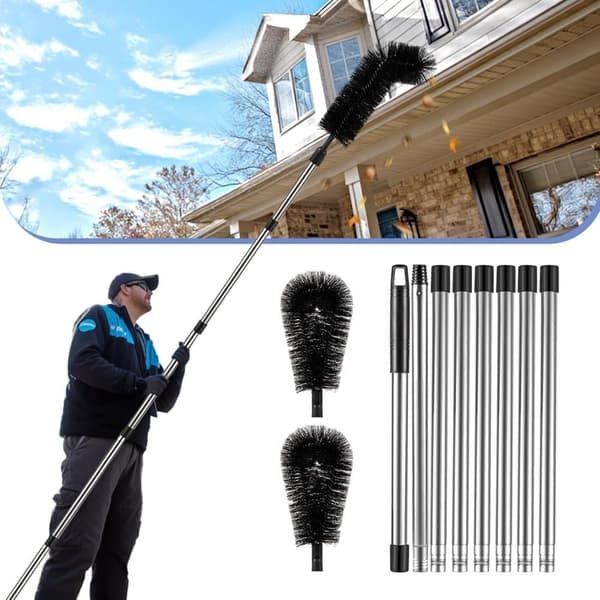 Gutter Cleaning Brushes - Adjustable Cleaning Tool 320cm with Brush, No Ladder Needed