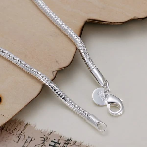 925 Sterling Silver 3MM Ormkedja Armband Fabriksmode Het Toppkvalitet Smycken Charm Söt Dam Bröllop