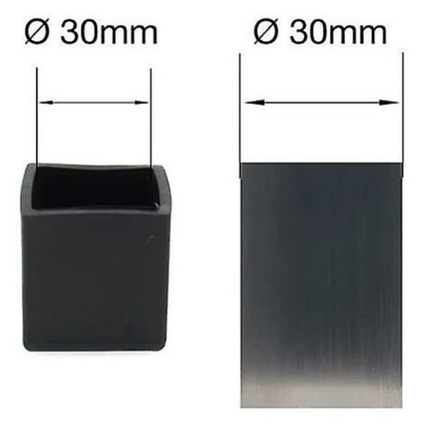 Firkantede Gummihætter - 30mm - Til Stole, Borde, Møbelfødder/NC/