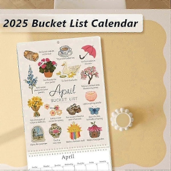 [NT] 2025 Bucket List Kalender, 12 Måneders Vægkalender, 2025 Vægkalender To-Do Liste Noter Kalender