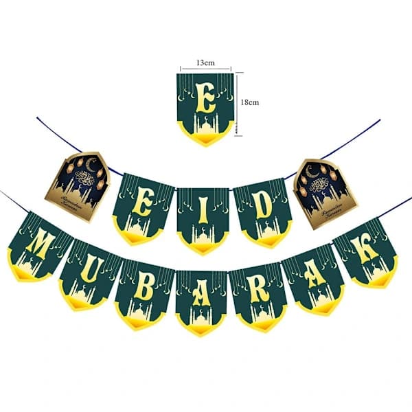 Eid Mubarak Banner Flagg Ramadan Kareem Måne Stjerne