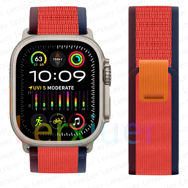 Trail-ranneke Apple Watch Ultra 2 -rannekkeeseen 49mm 44mm 45mm 40mm 41mm 38mm 42mm 45 44 mm ranneke iWatch series 8 9 7 6 5 3 se b red w b red w/NC/ 42 44 45 49mm b red w