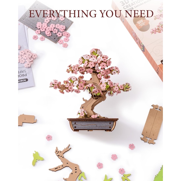 3D Træpuslespil til Voksne, DIY Kirsebærblomst Bonsai Træ Botanisk Samling Byggesæt, Valentinsdagsgave, Sakura Bonsai