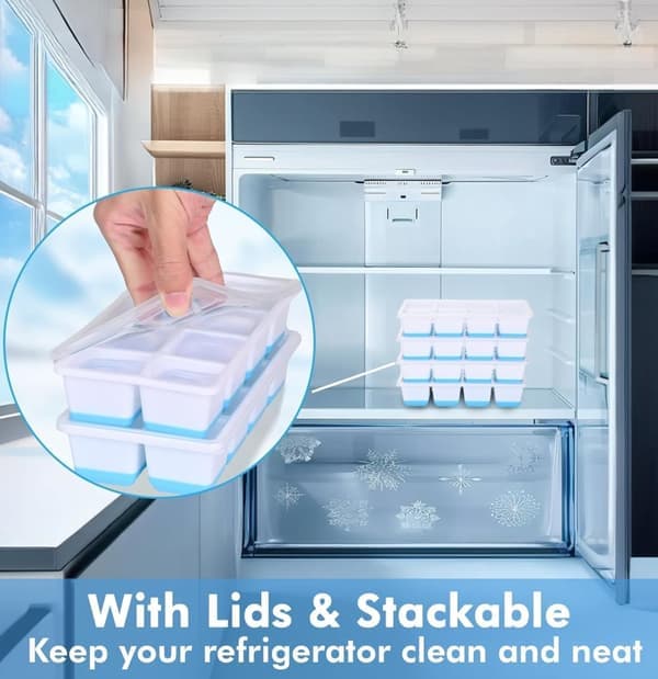 Isform med Lock - 2-pack - Silikon & BPA-fri - Stapelbar - Blå