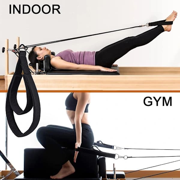 Dubbla öglor Pilates-remmar för reformers och annan träningsutrustning