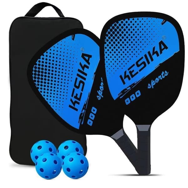 Pickleball-racketset i poppelträ, strandracketset, hålboll, 2 racketar, 4 bollar