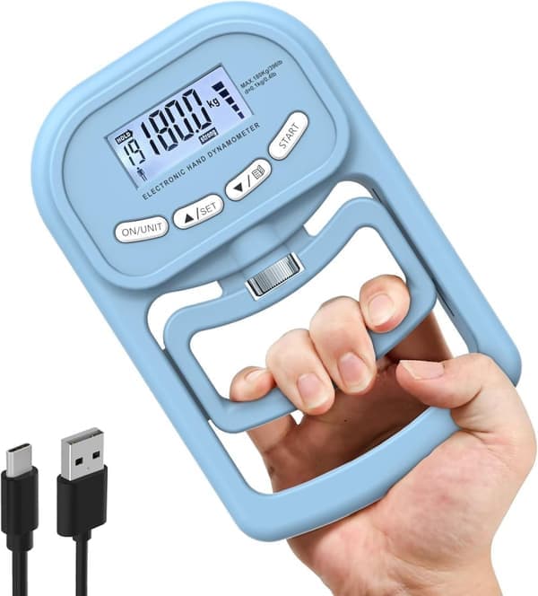 Digital Handdynamometer - Greppstyrketränare - Greppförstärkare - Uppladdningsbar elektronisk handdynamometer - Blå