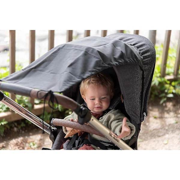 Universal Stroller Sun Shade - Tear-Resistant Canopy, 50+ UV Protection, Adjustable Function - Light Grey Melange