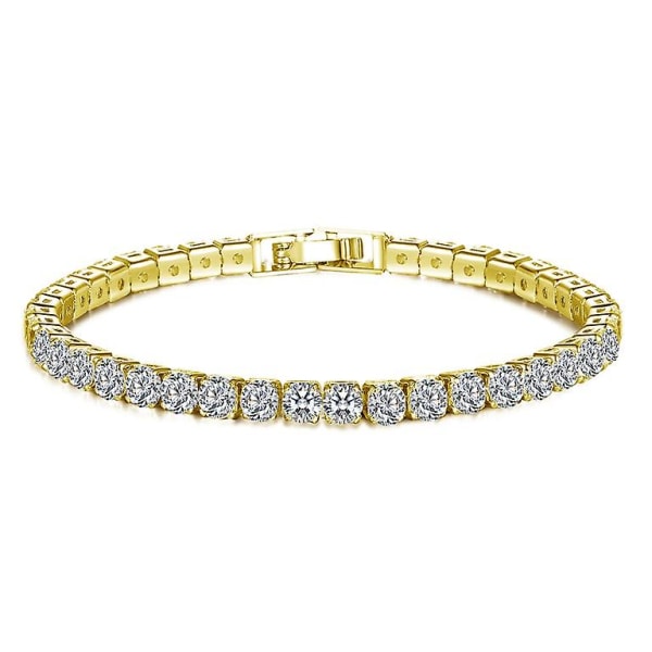 Pläterad Princes Cut Cubic Zirconia Klassiskt tennisarmband Guldarmband för kvinnor