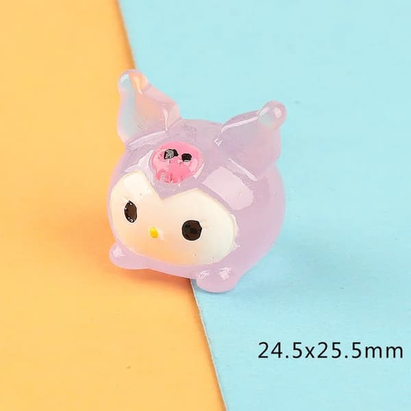 Kawaii Mini Resin 3D Dyrefigurer - Selvlysende Flatback Tilbehør til DIY Projekter