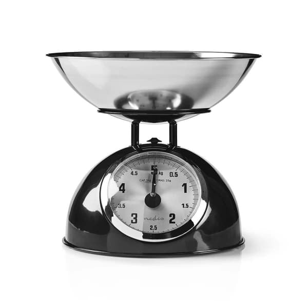 Køkkenvægt | Analog | Rustfrit stål | Aftagelig skål | Sort_NN