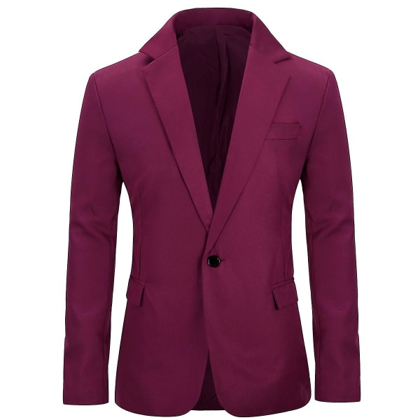 Herr Business Casual Klassisk Naggslag Dubbel Split Pure Color Enknapps kostymjacka 11 färger 2XL Burgy
